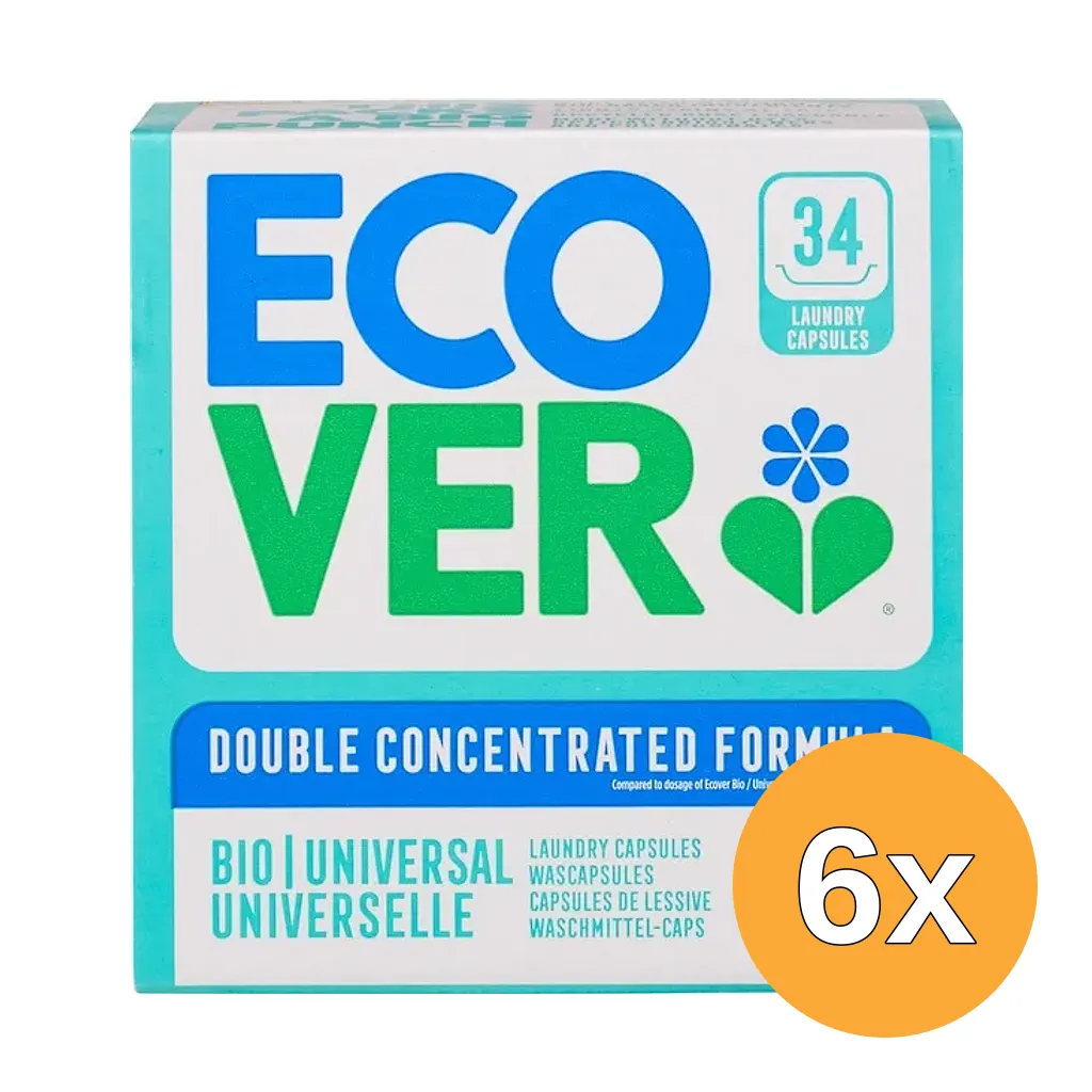 6x Ecover Wascapsule Universl Bio (34 stuks)