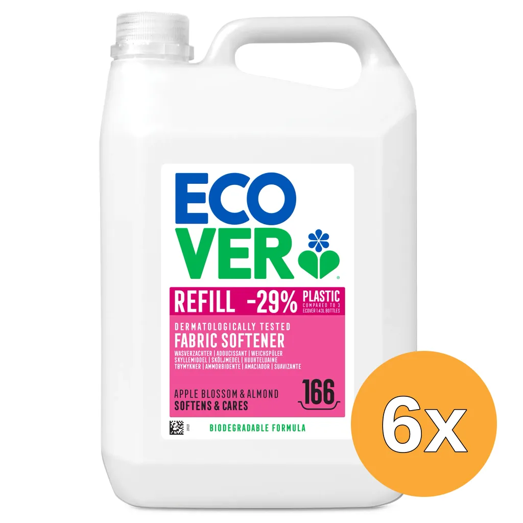 6x Ecover Wasverzachter Appel Navulling (5000 ml)