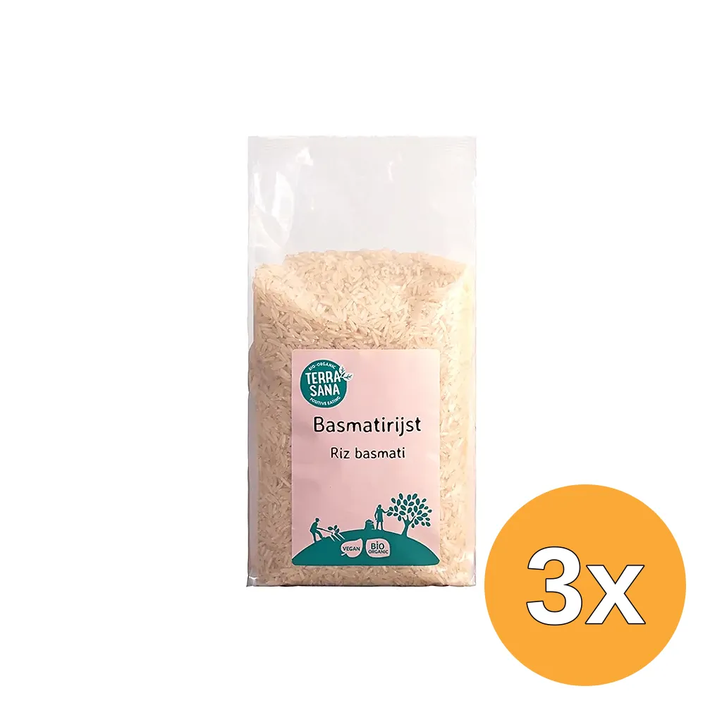 3x TerraSana Basmati rijst wit bio (1000 gr)