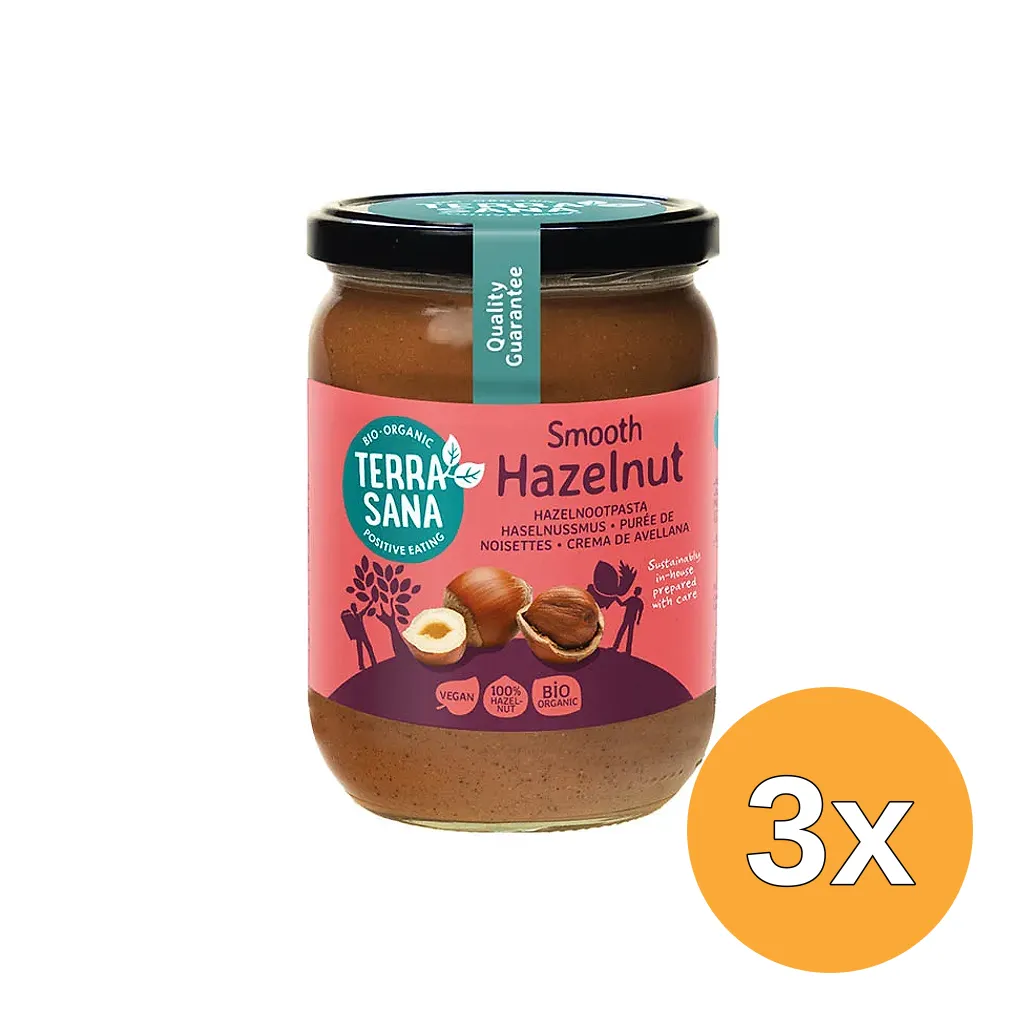 3x TerraSana Hazelnootpasta bio (500 gr)