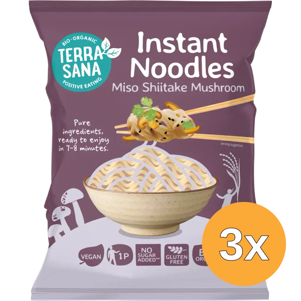 3x TerraSana Instant Noodles Miso Shiitake Mushroom (90 gr)