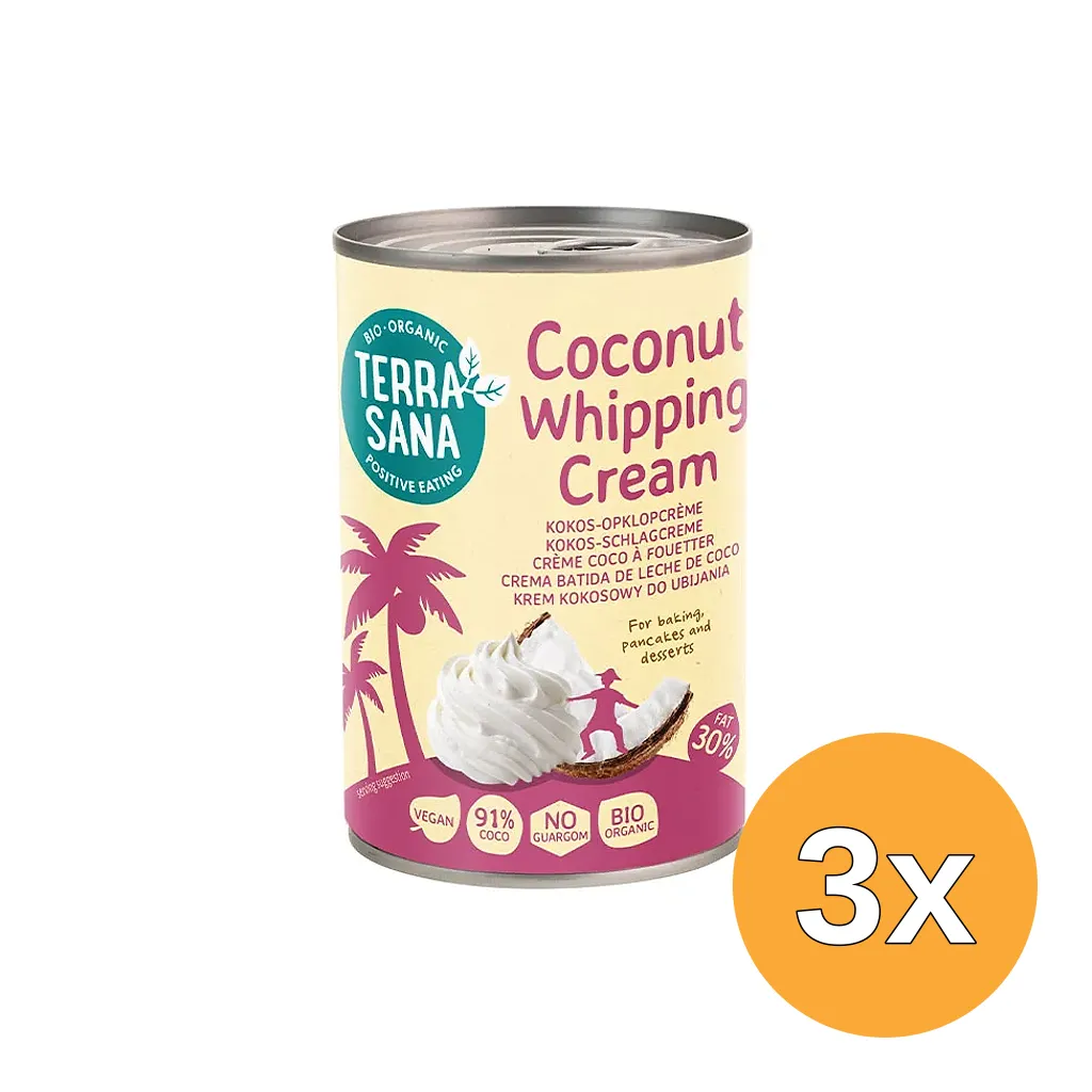 3x TerraSana Kokos-opklopcrème (400 ml)