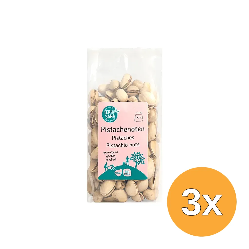 3x TerraSana Pistachenoten geroosterd met zout bio (200 gr)