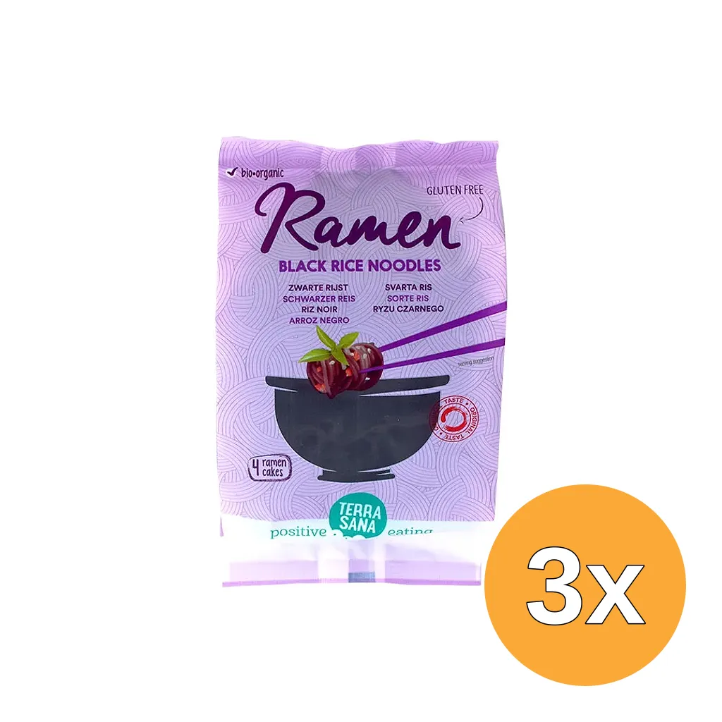 3x TerraSana Ramen zwarte rijst bio (280 gr)