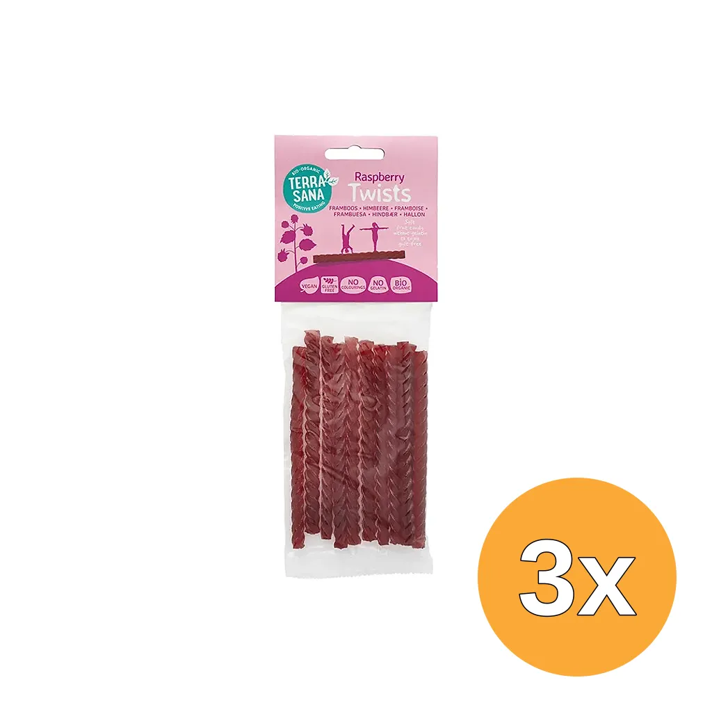 3x TerraSana Twists Dropkabels Framboos (75 gr)