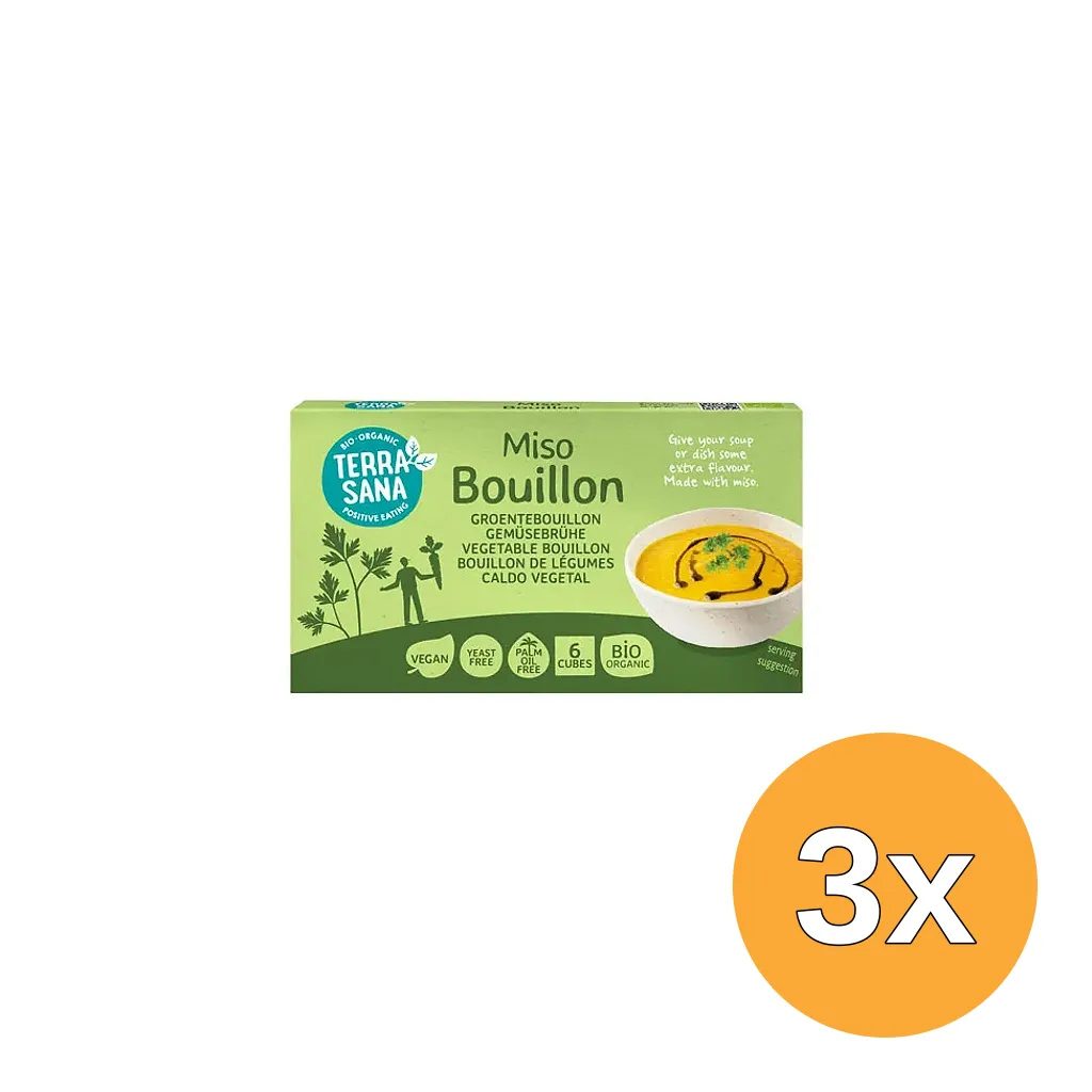 3x Terrasana Groente Bouillon Blokjes Gistvrij Bio (64 gr)