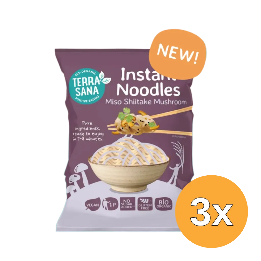 3x Terrasana Instant Noodles Miso Shiitake Mushroom (90 gr)