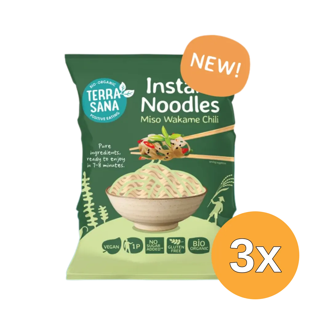 3x Terrasana Instant Noodles Miso Wakame Chili (90 gr)
