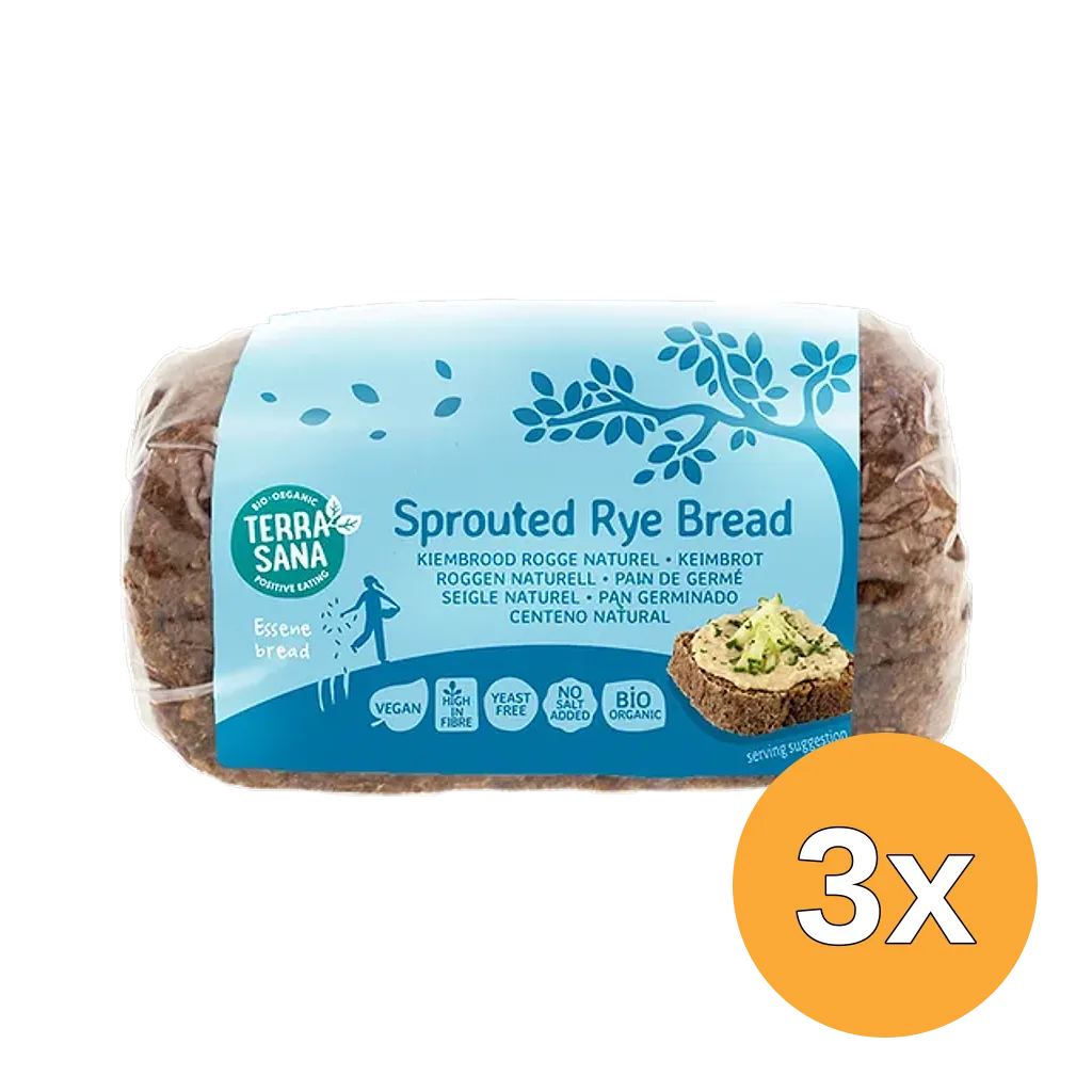 3x Terrasana Kiembrood Rogge Naturel - Bio (400 gr)