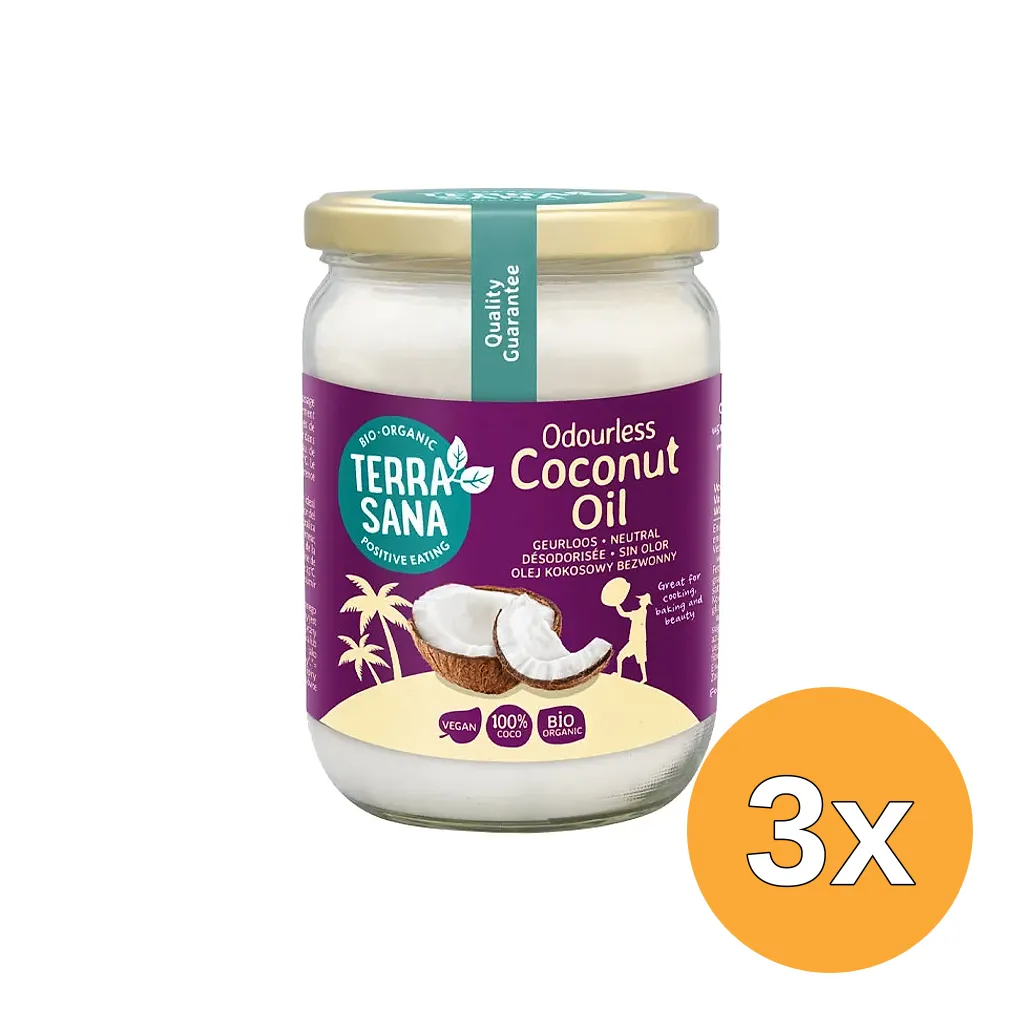 3x Terrasana Kokosolie Geurloos Bio (500 ml)