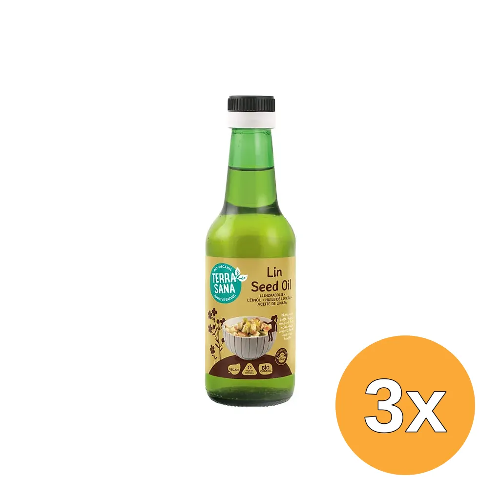 3x Terrasana Lijnzaadolie Koudgeperst Bio (250 ml)