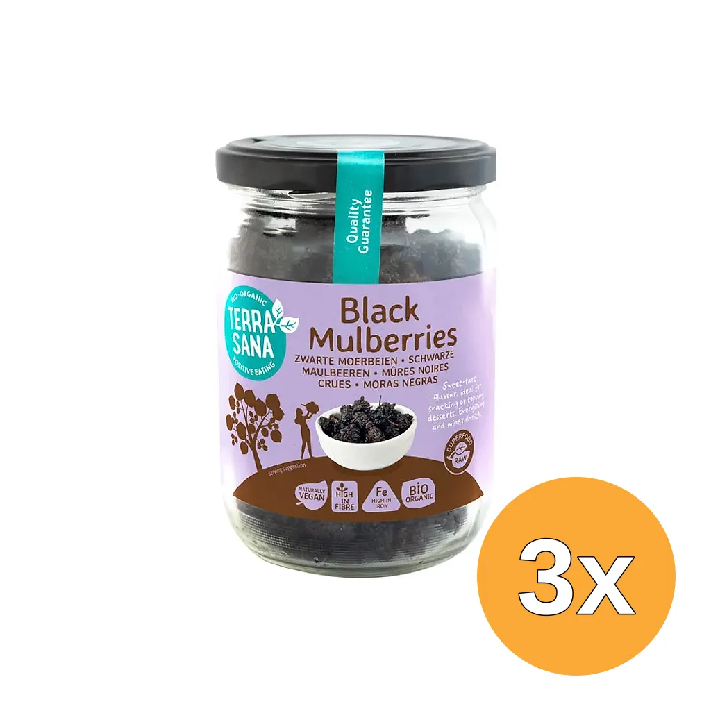 3x Terrasana Moerbei Bessen Zwart Bio (190 gr)