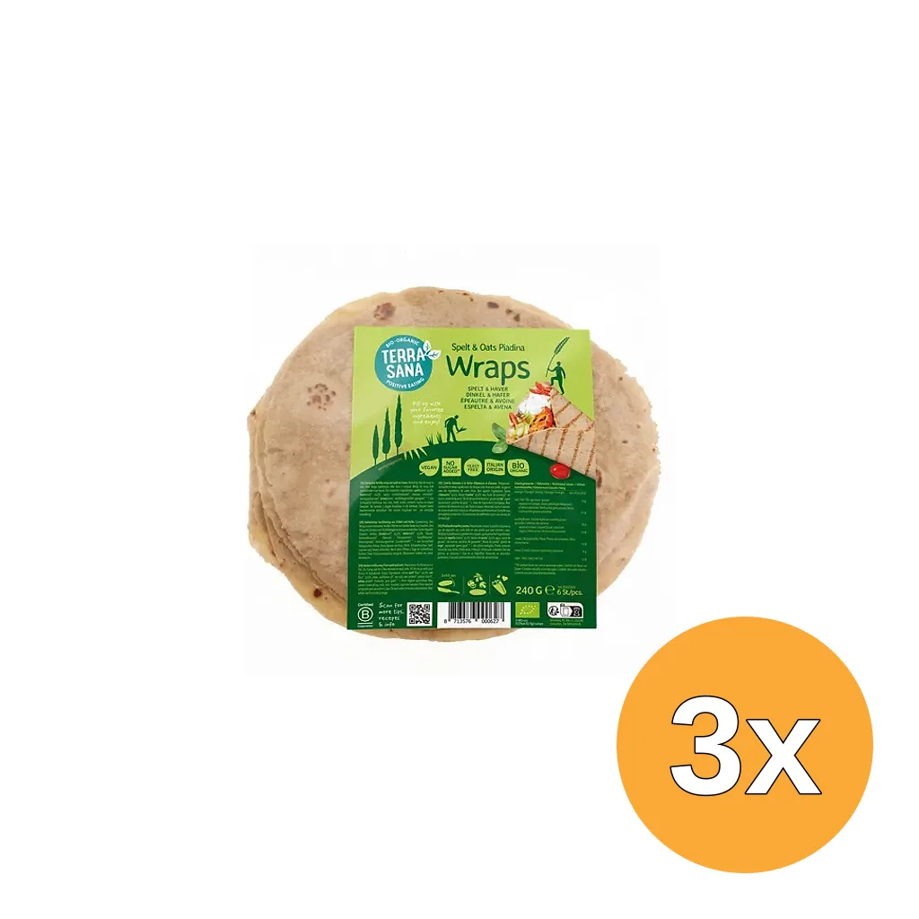3x Terrasana Piadina Wraps Spelt En Haver Bio (240 gr)