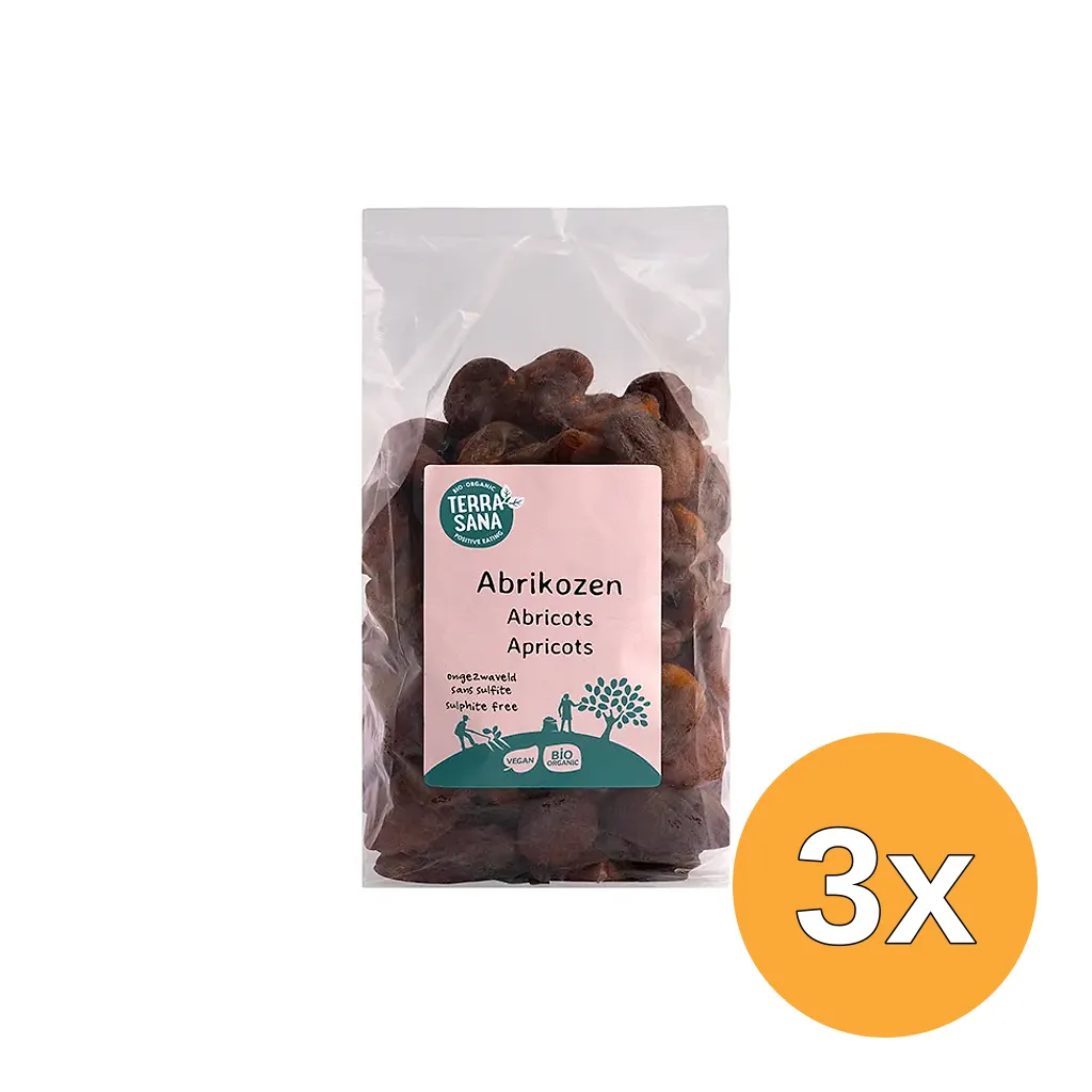 3x Terrasana Raw Abrikozen Ongezwaveld Bio (1000 gr)