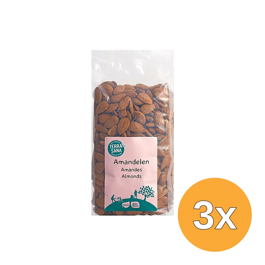 3x Terrasana Raw Amandelen Bruin Bio (750 gr)