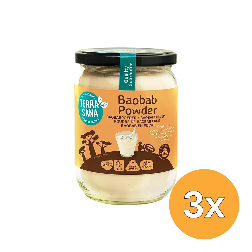 3x Terrasana Raw Baobab Poeder In Glas Bio (190 gr)