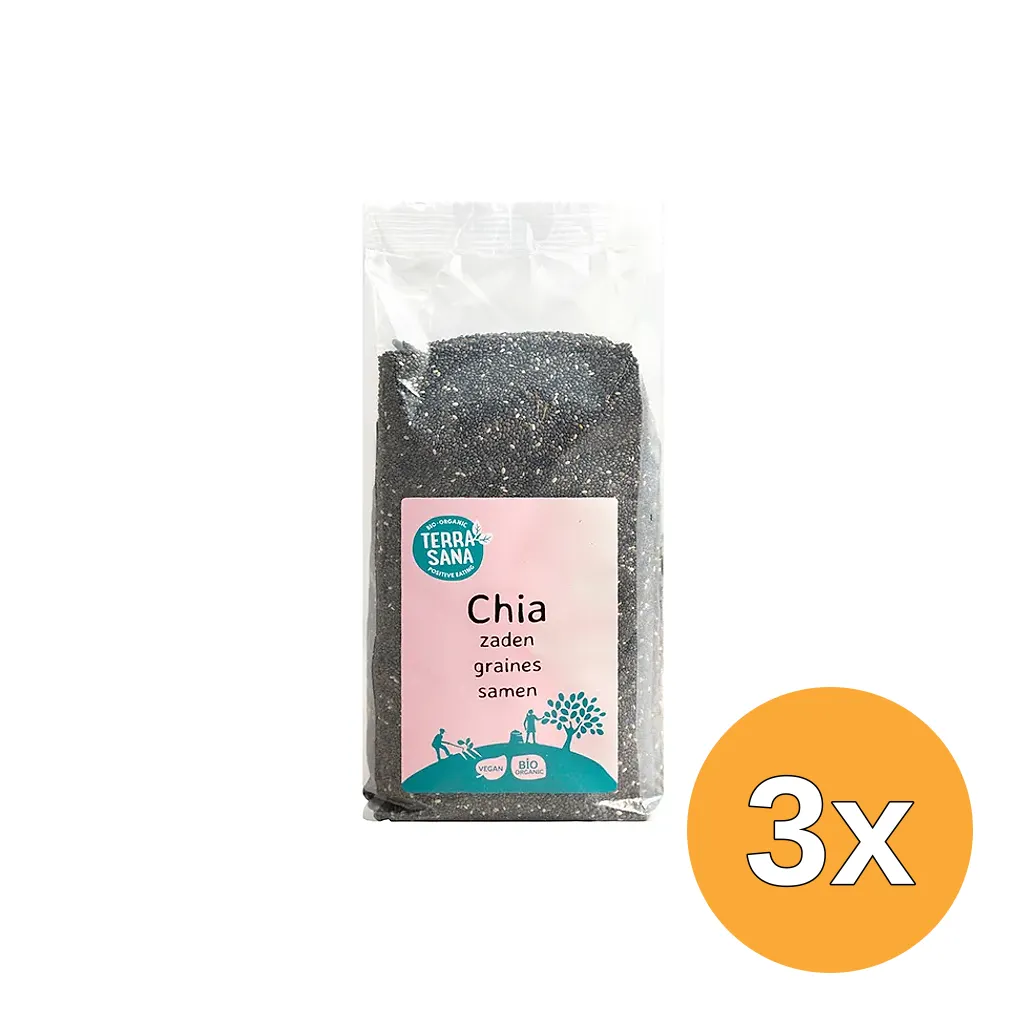 3x Terrasana Raw Chia Zaad Zwart Bio (600 gr)