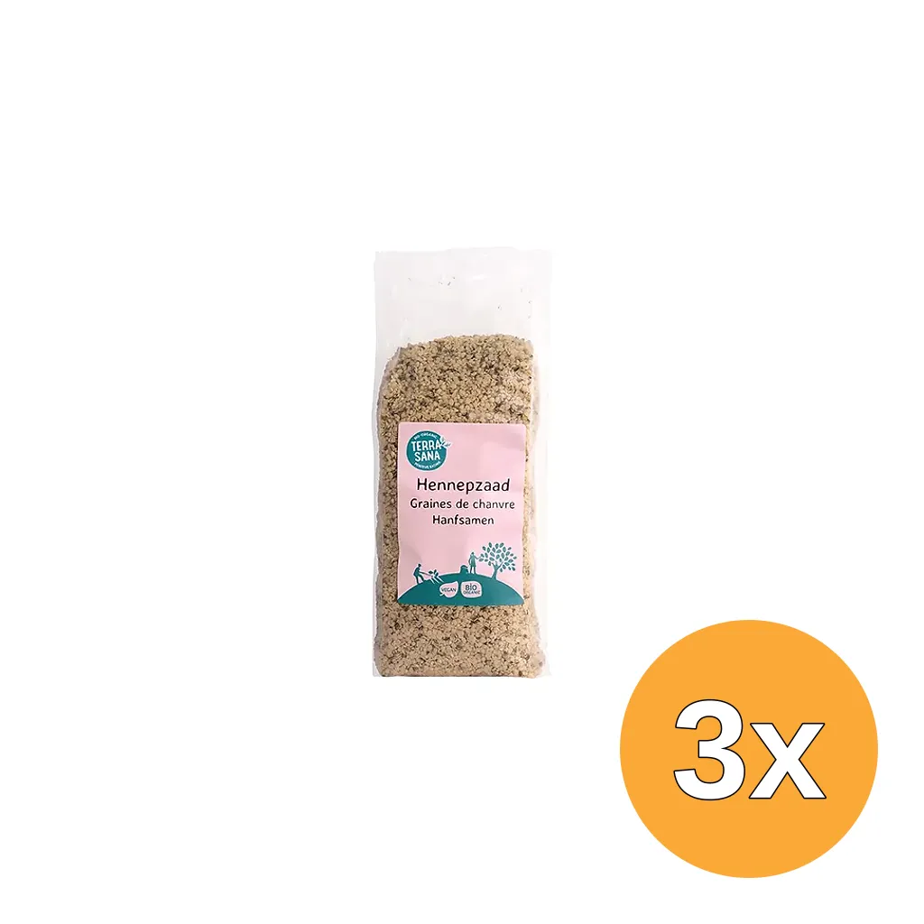 3x Terrasana Raw Hennepzaad Gepeld Bio (500 gr)