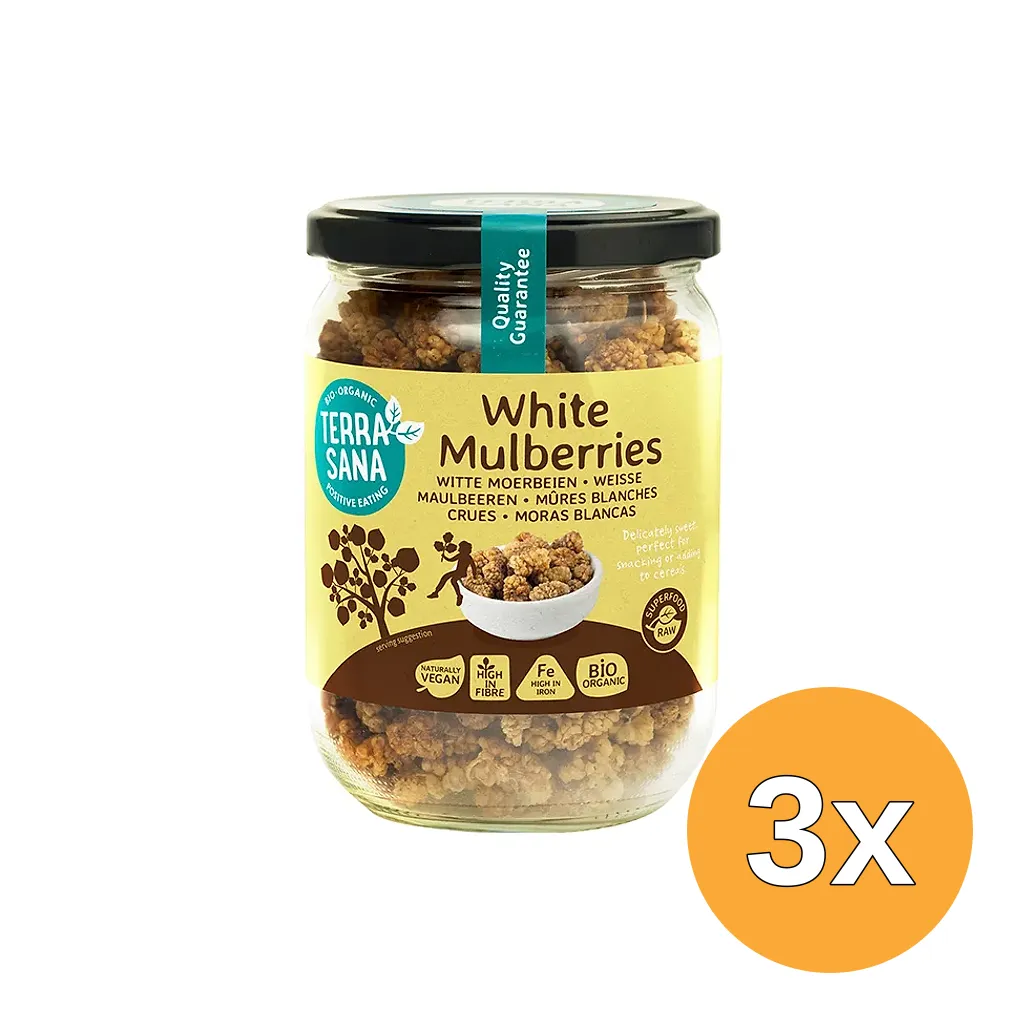 3x Terrasana Raw Moerbei Bessen Wit In Glas Bio (190 gr)