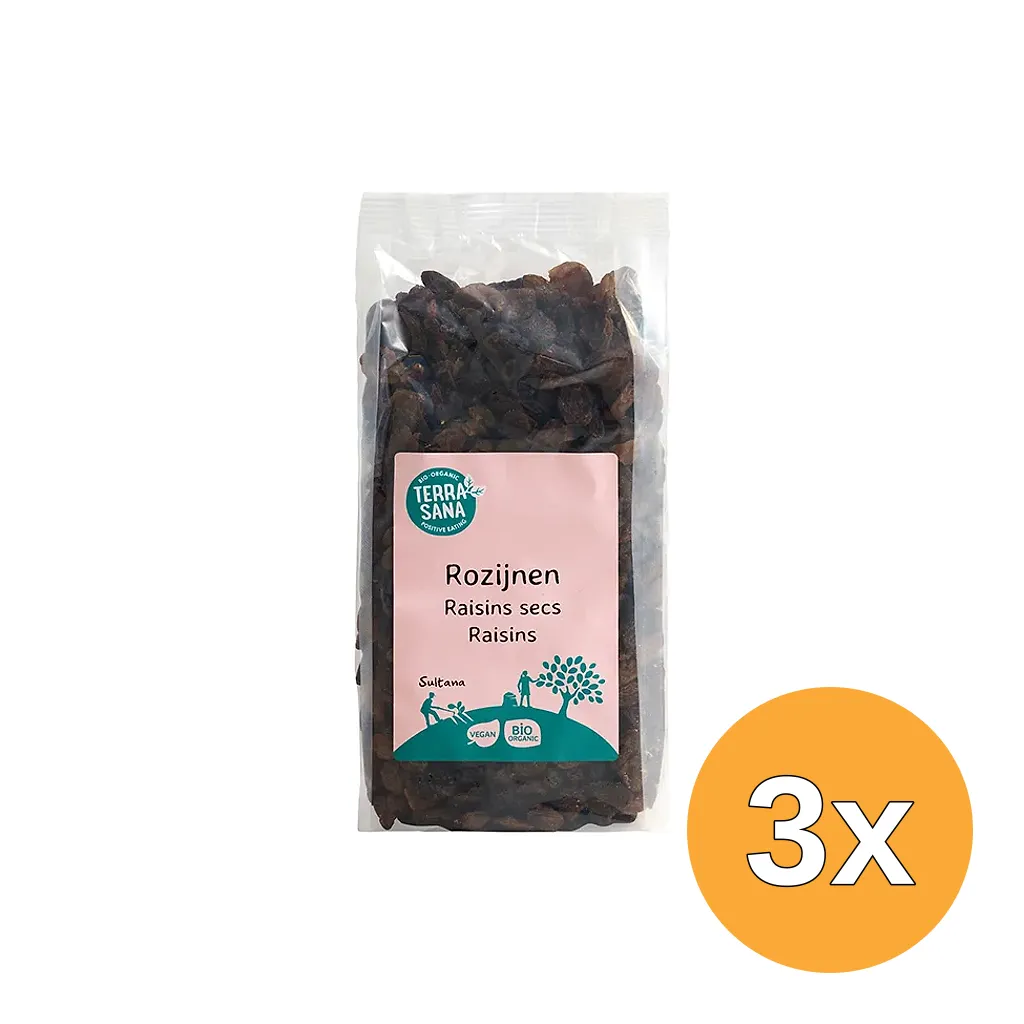 3x Terrasana Raw Rozijnen Sultana'S Bio (500 gr)