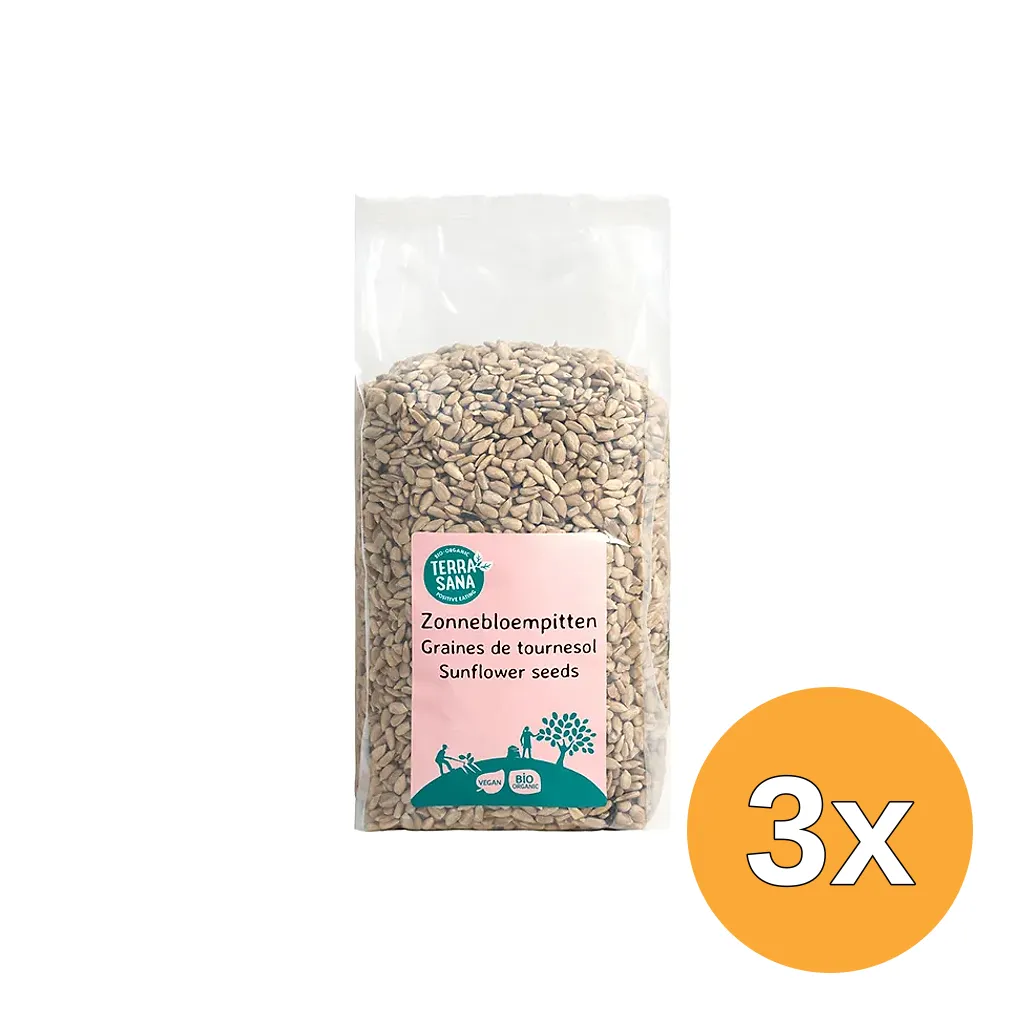 3x Terrasana Raw Zonnebloempit Bio (750 gr)