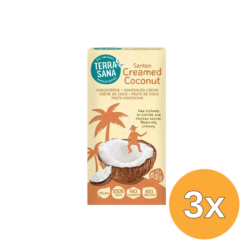 3x Terrasana Santen Creamed Coconut (200 gr)