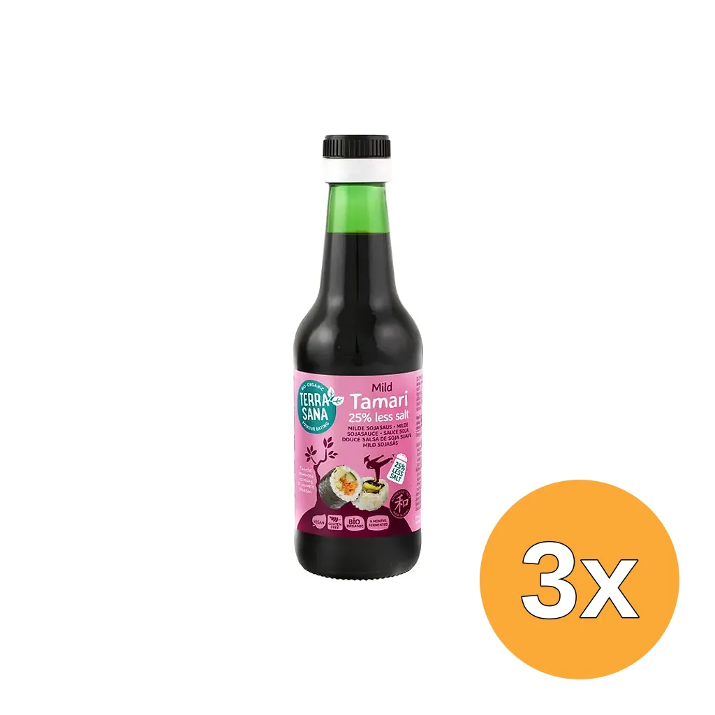 3x Terrasana Tamari -25% Minder Zout (250 ml)