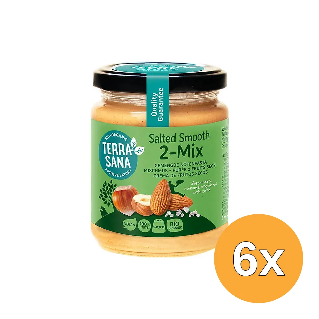6x TerraSana 2 mix hazelnoot amandelpasta bio (250 gr)