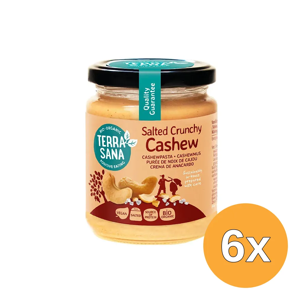 6x TerraSana Cashewpasta crunchy met himalayazout (250 gr)