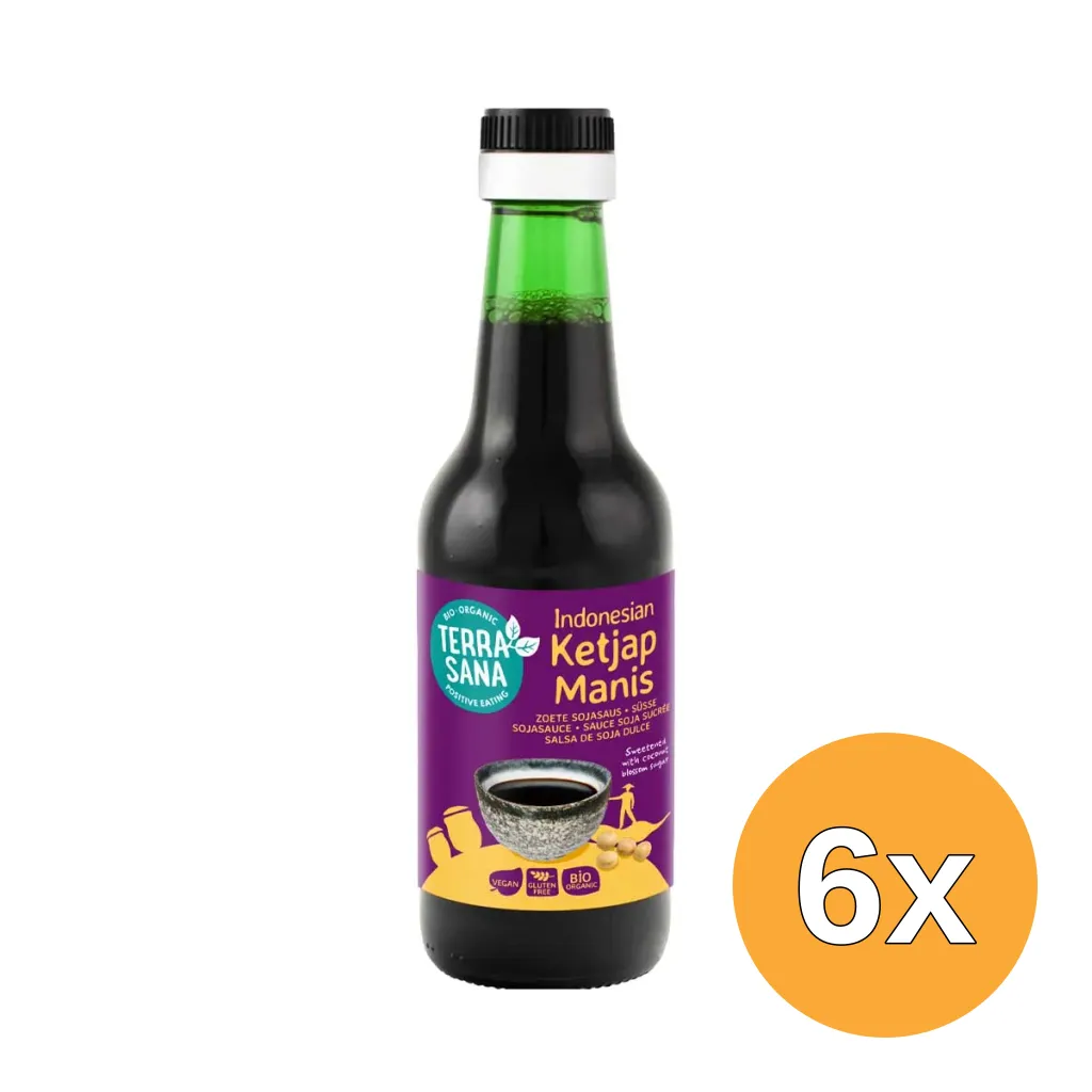 6x TerraSana Indonesische ketjap manis bio (250 ml)
