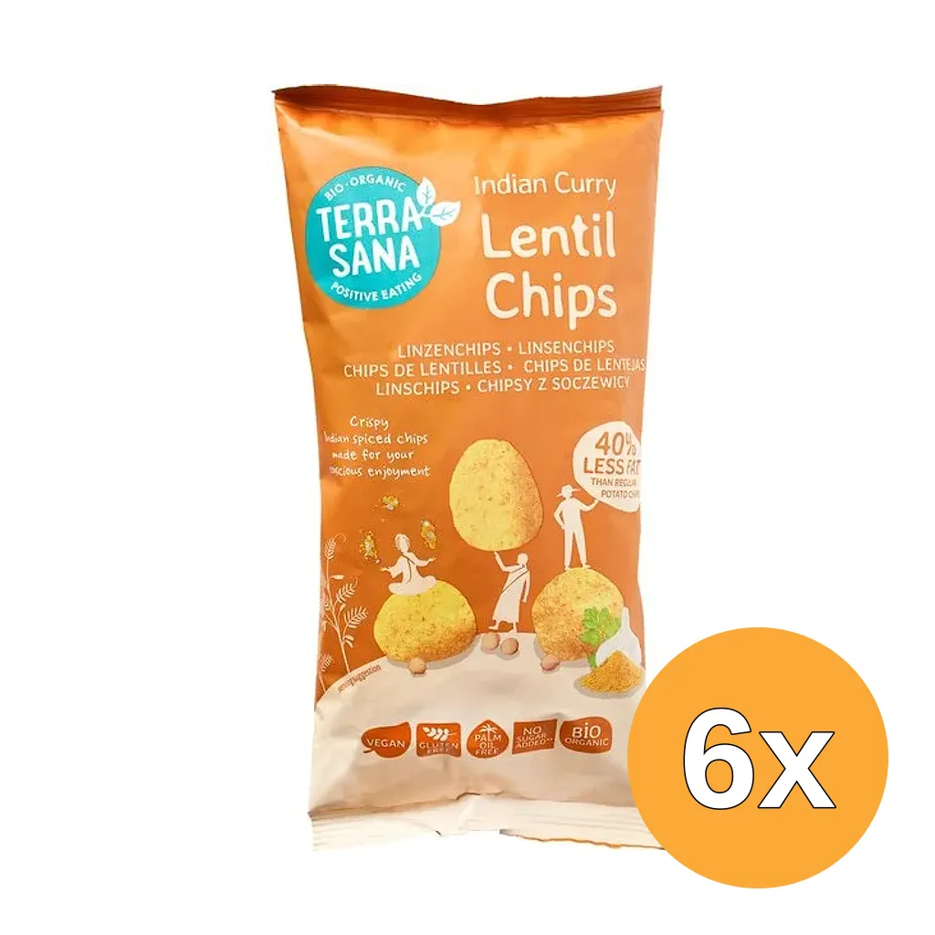 6x TerraSana Linzenchips Indian Curry (75 gr)