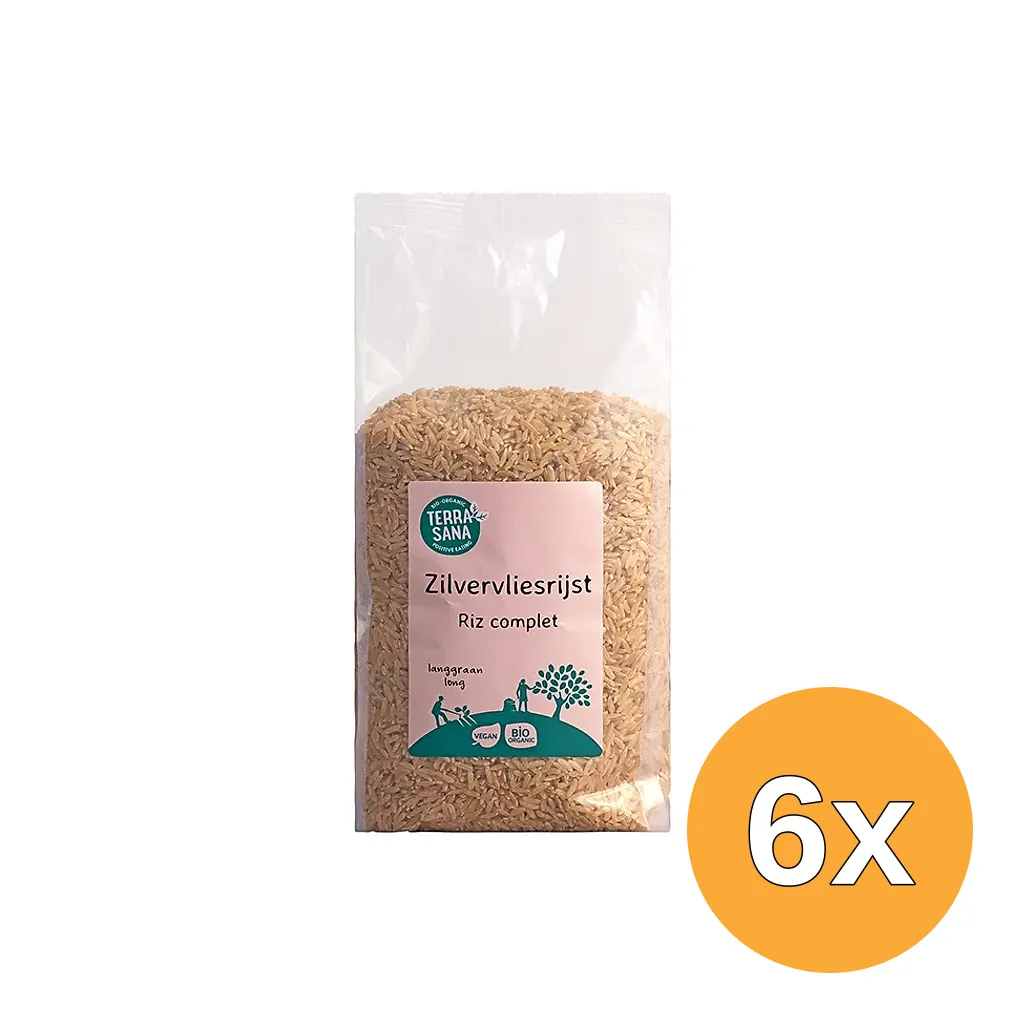 6x TerraSana Zilvervliesrijst lang bio (1000 gr)