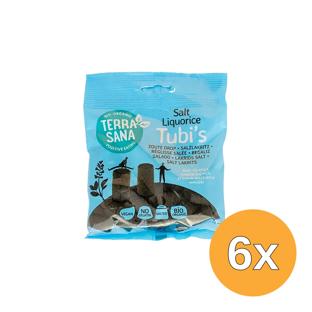 6x TerraSana Zoute drop tubi's bio (100 gr)