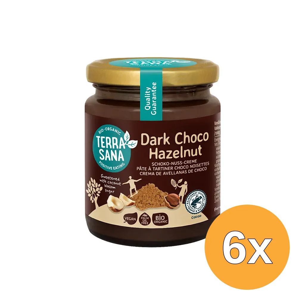 6x Terrasana Choco Hazelnootpasta Puur Bio (250 gr)