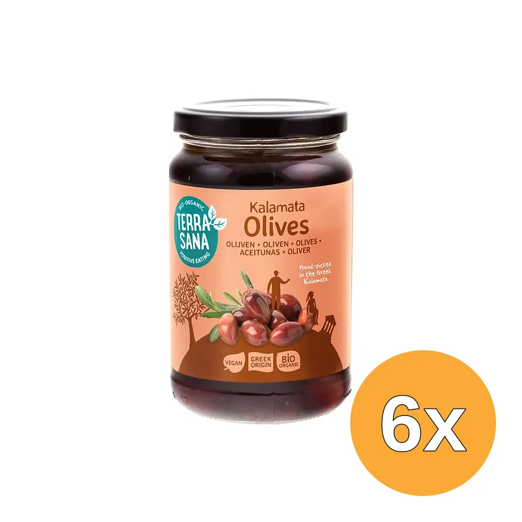 6x Terrasana Kalamata Olijven Eko Bio (345 gr)