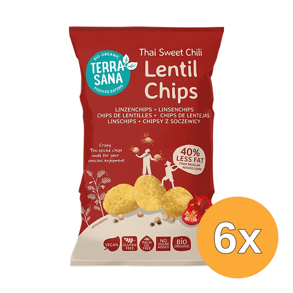 6x Terrasana Linzenchips Thai Sweet Chilli (75 gr)