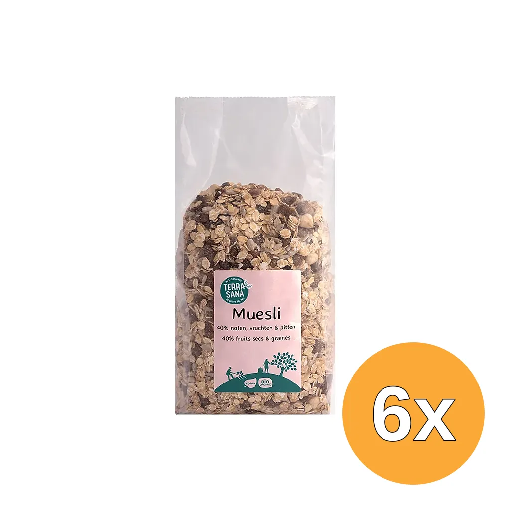 6x Terrasana Muesli Noten & Zuidvruchten Bio (1000 gr)