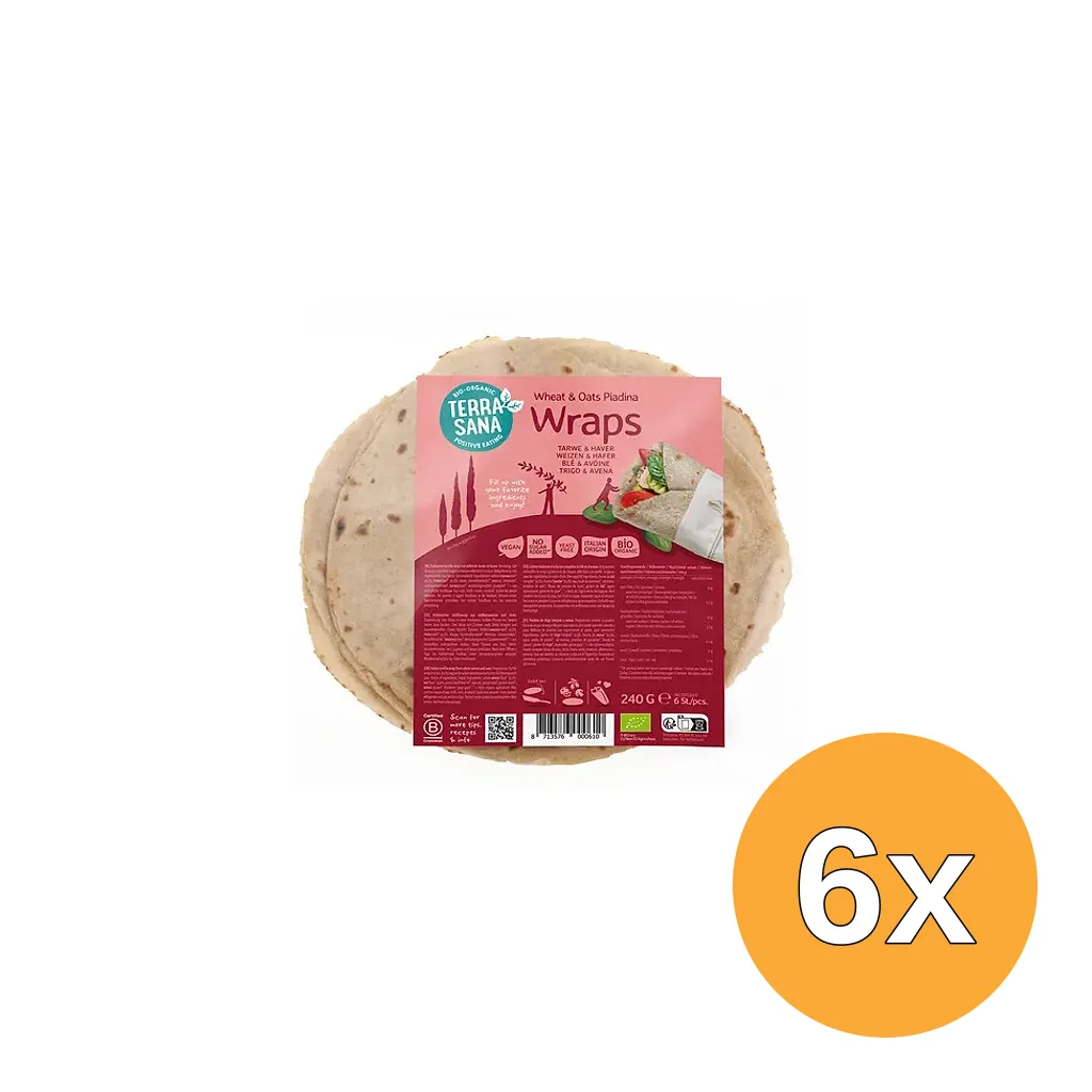 6x Terrasana Piadina Wraps Tarwe En Haver Bio (240 gr)