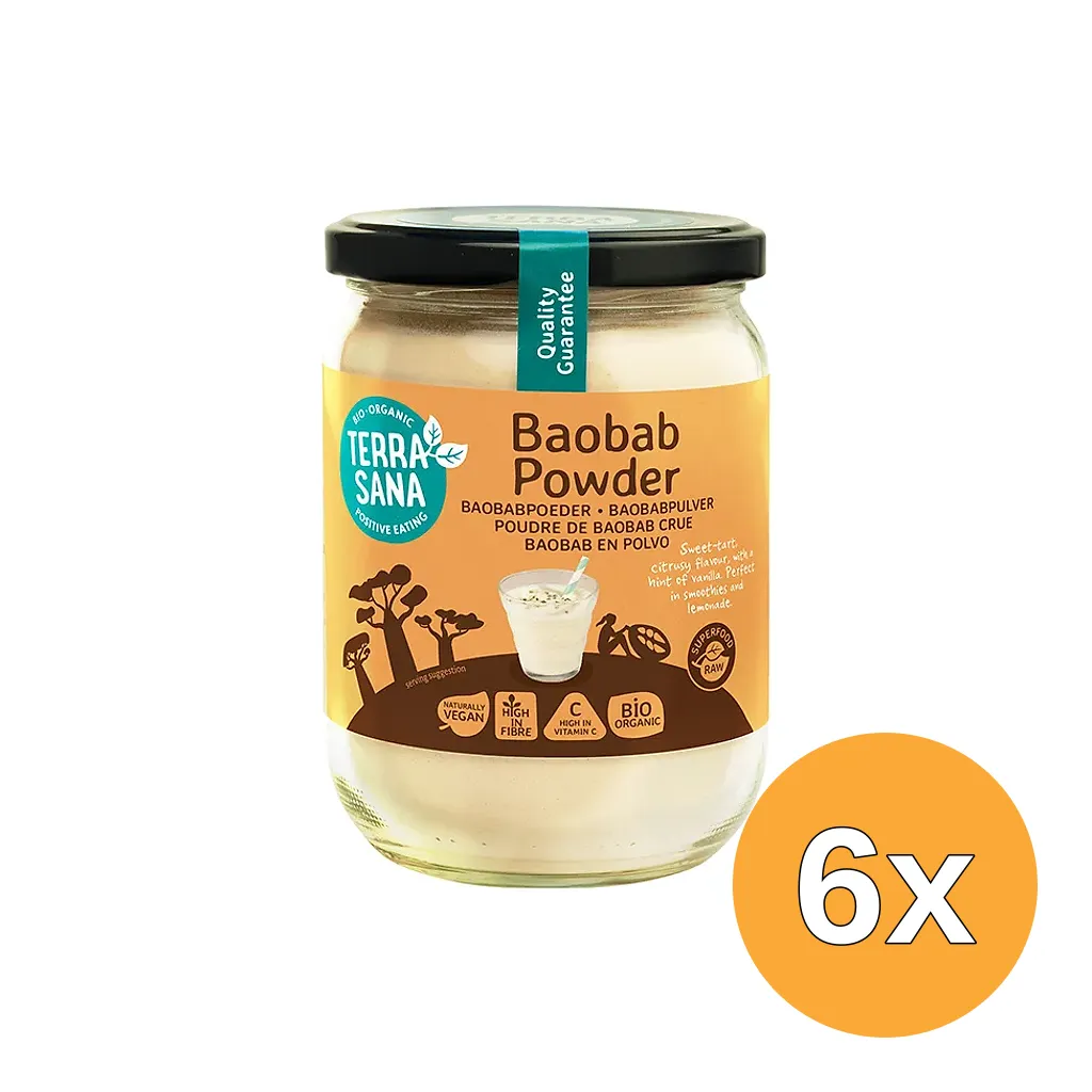 6x Terrasana Raw Baobab Poeder In Glas Bio (190 gr)