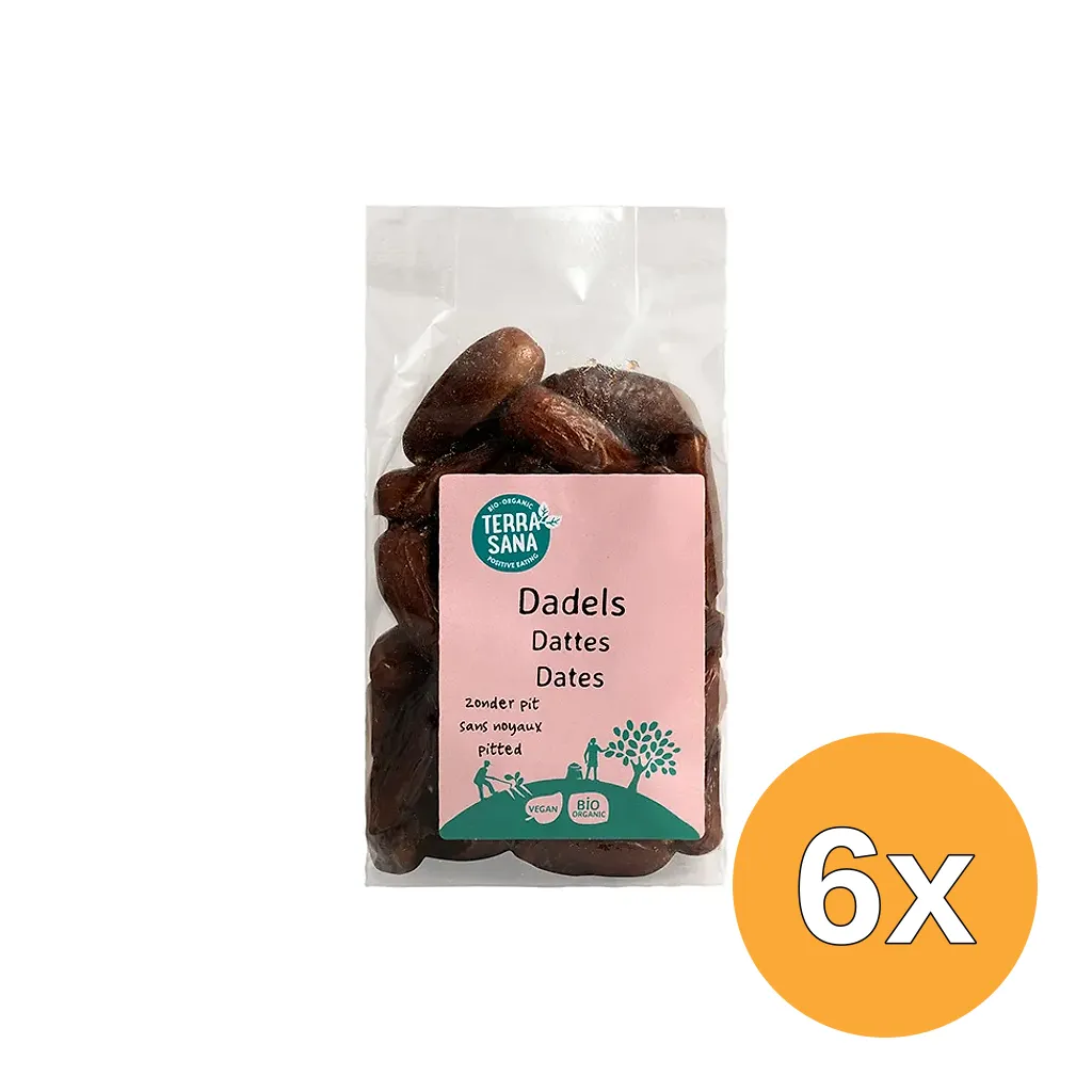 6x Terrasana Raw Dadels Zonder Pitten Bio (750 gr)