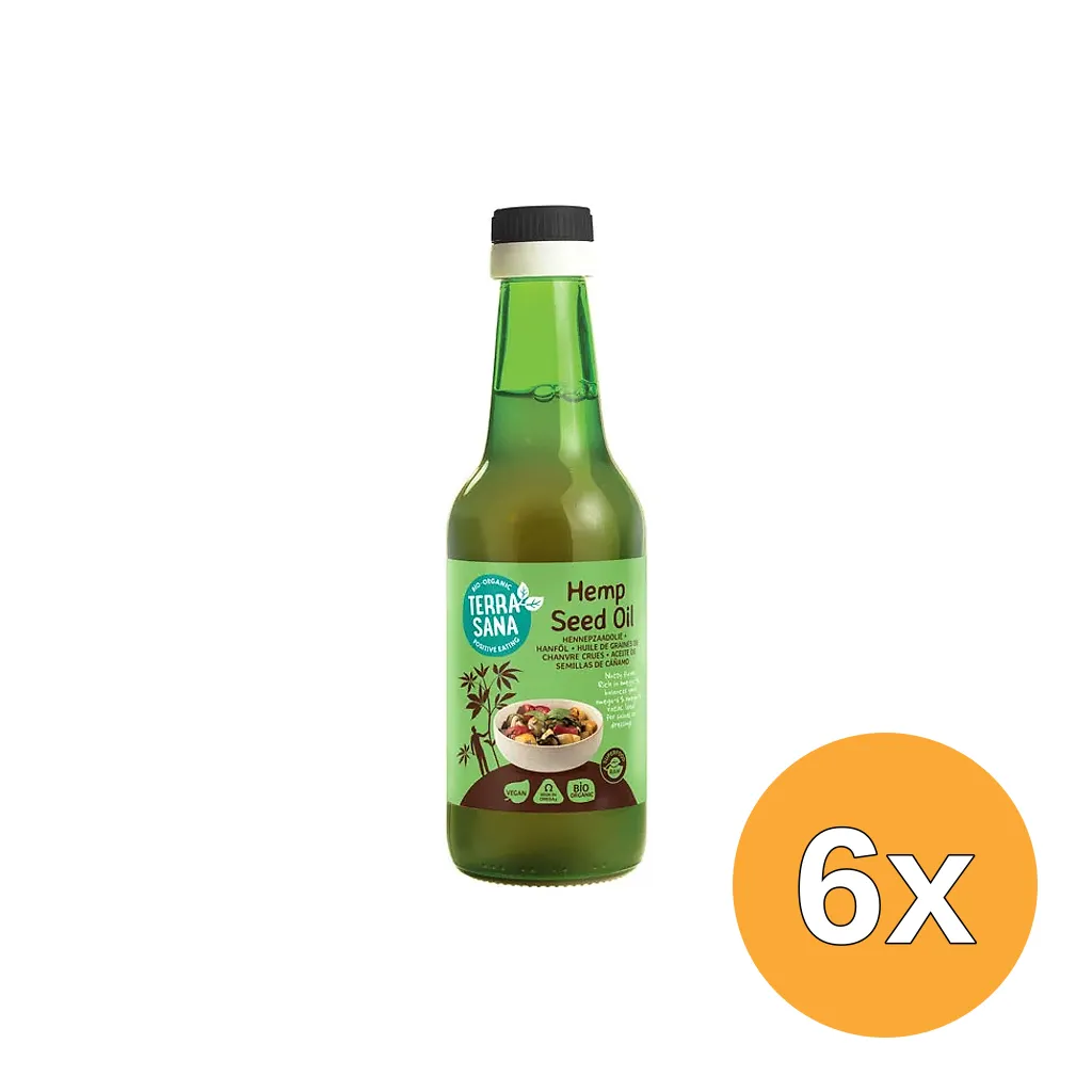6x Terrasana Raw Hennep Olie Koudgeperst In Glas Bio (250 ml)