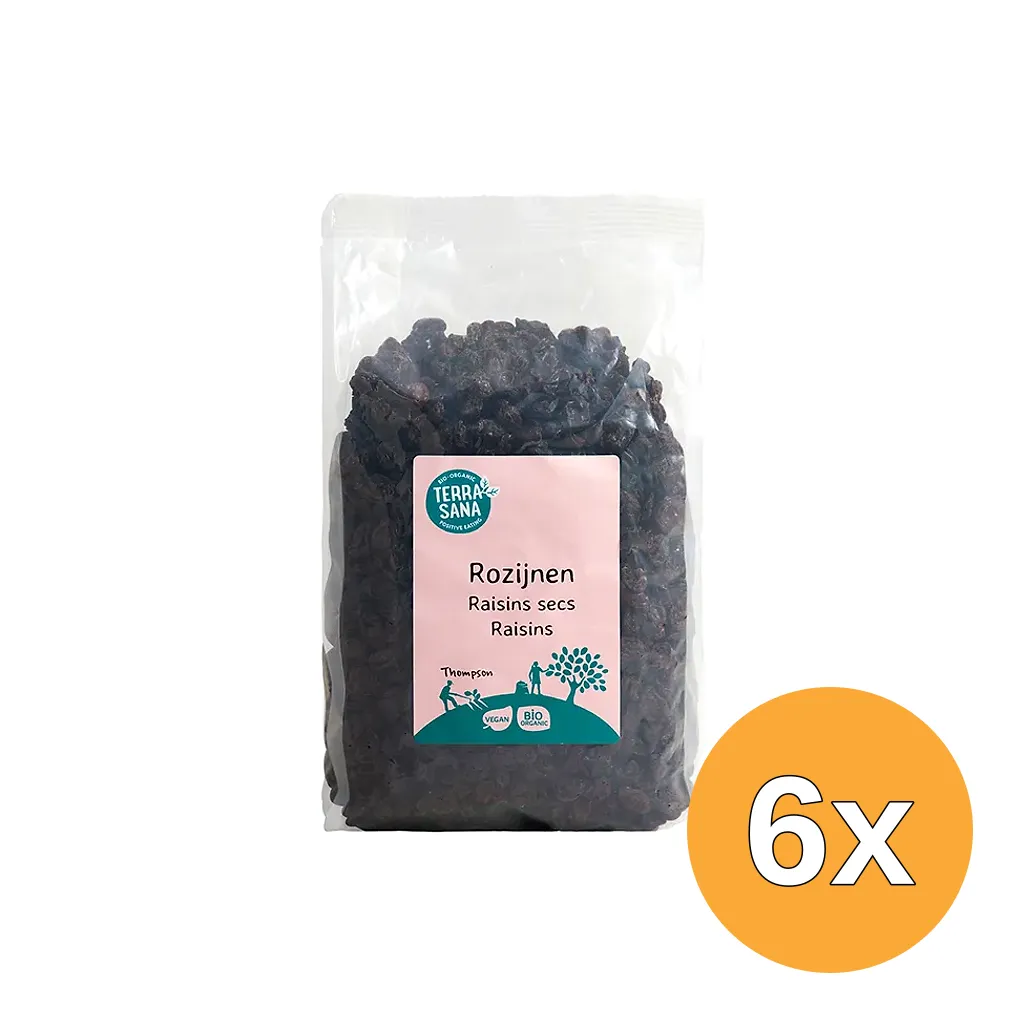 6x Terrasana Raw Rozijnen Blue Thompson Bio (1000 gr)