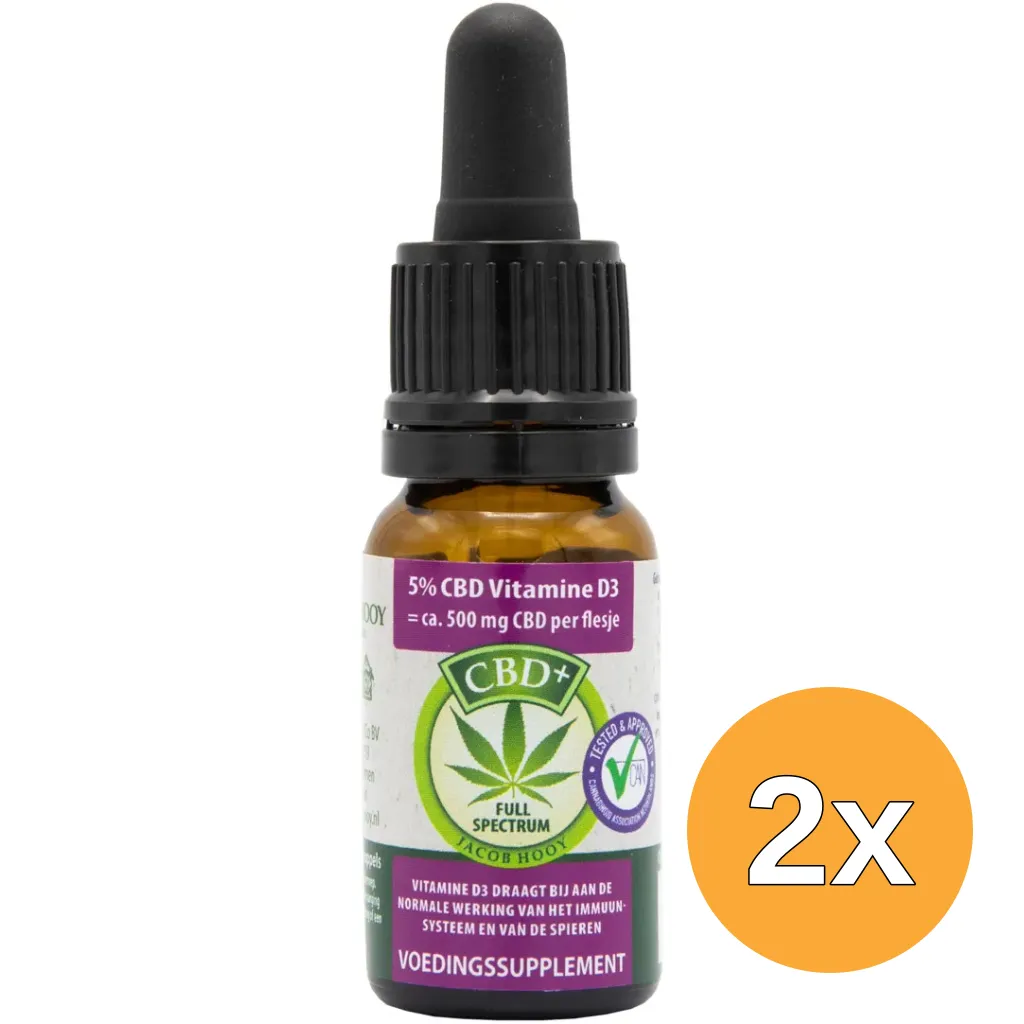 2x Jacob Hooy CBD Olie 5% Met Vitamine D (10 ml)