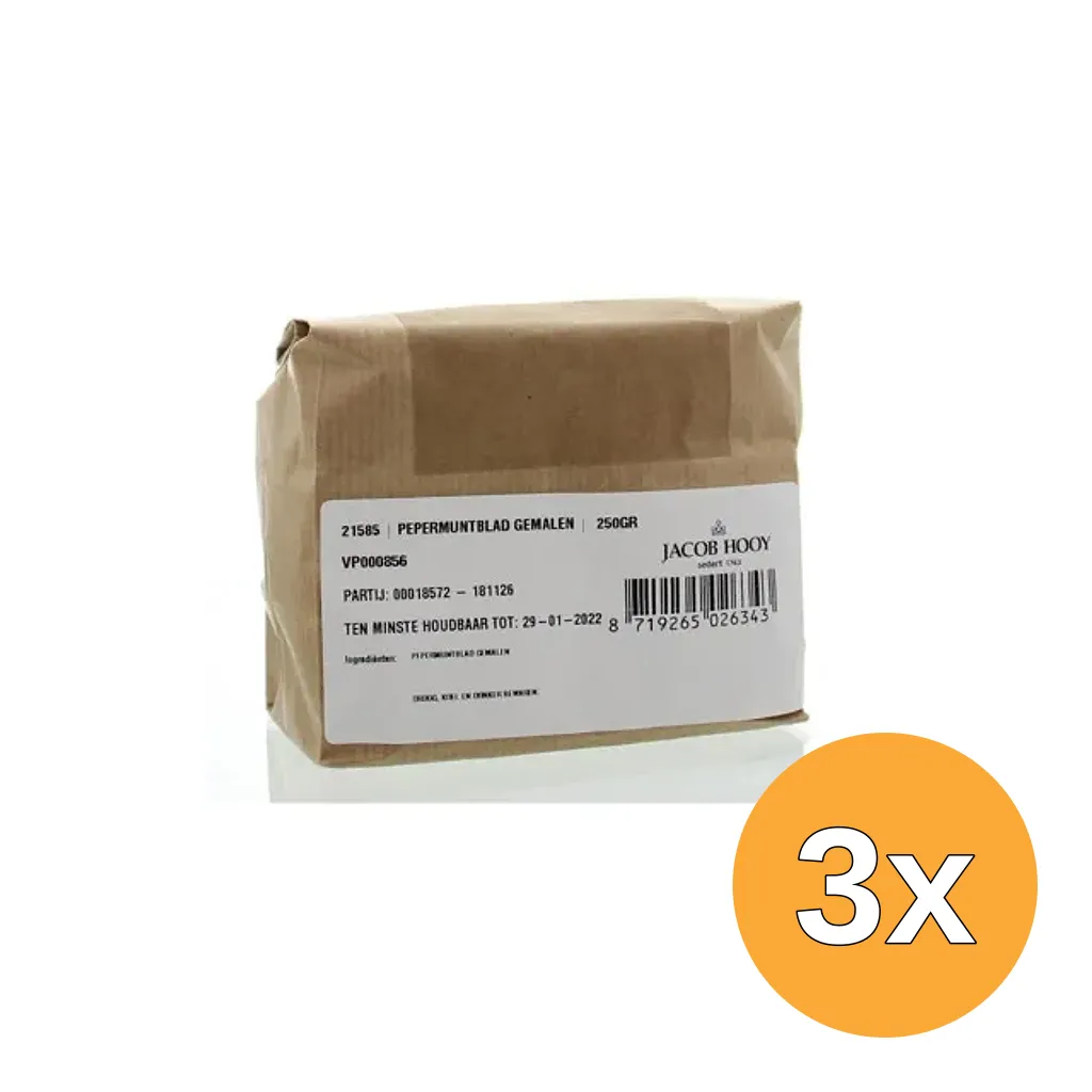 3x Jacob Hooy Pepermuntblad gemalen (250 gr)