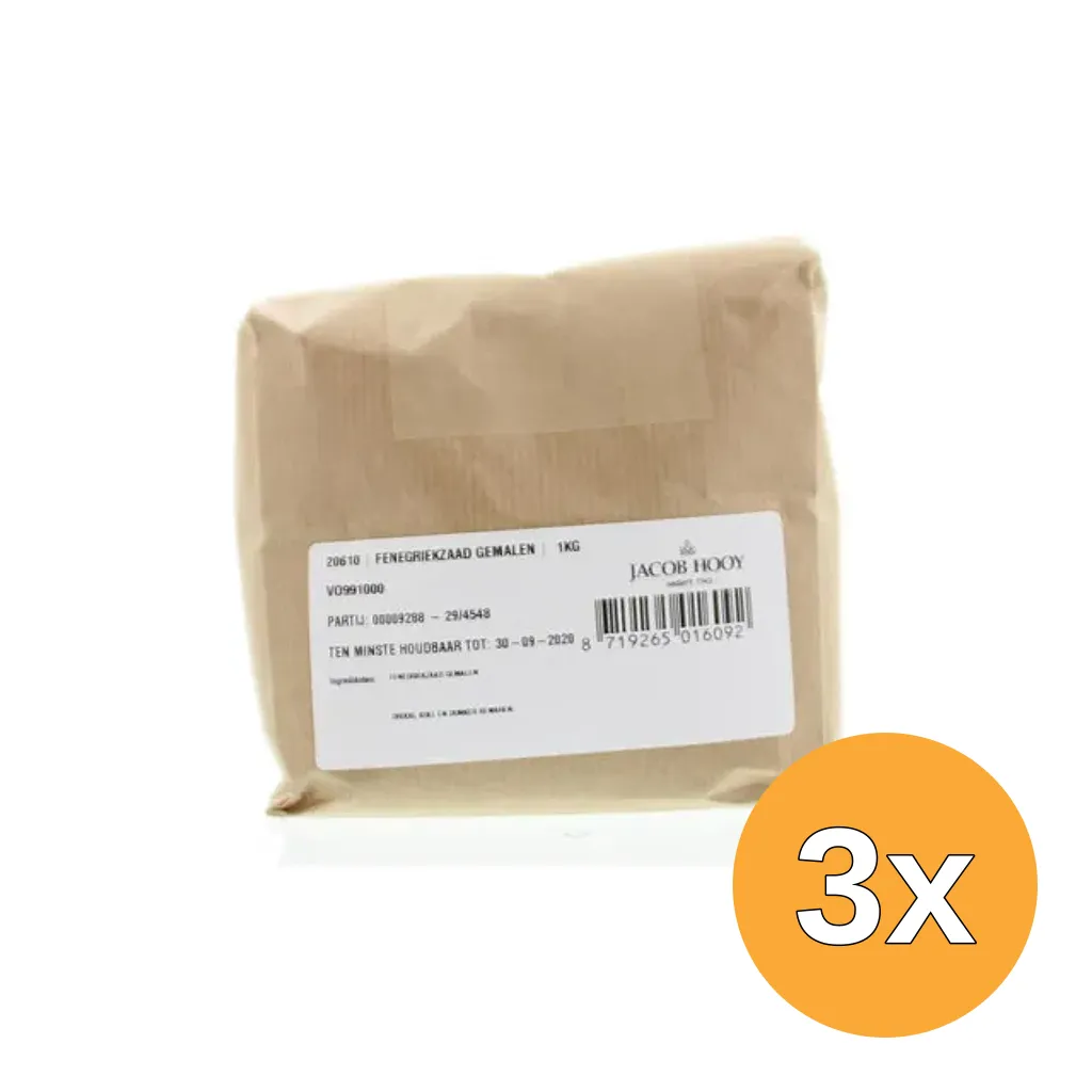 3x Jacob Hooy Fenegriek Gemalen (1000 gr)
