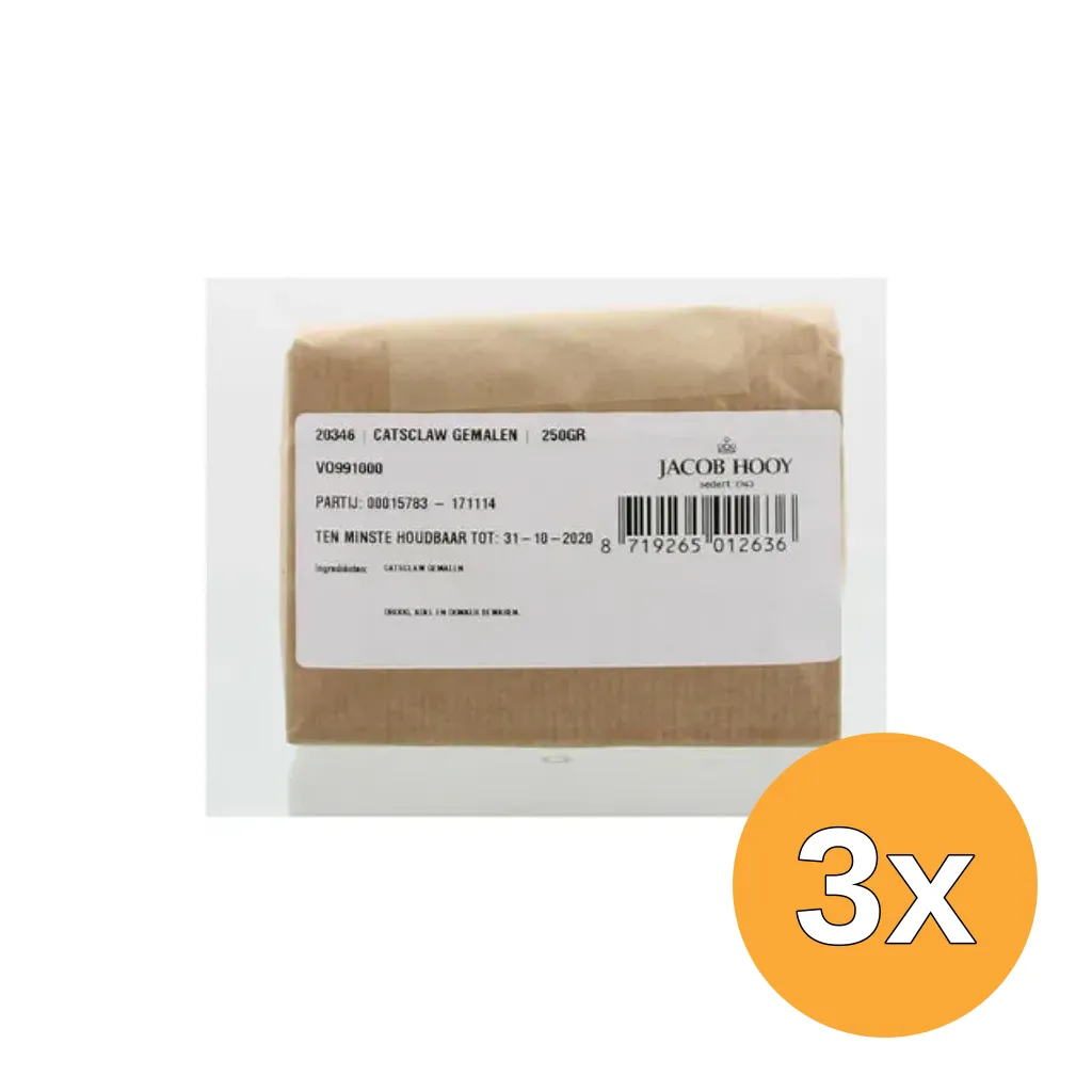 3x Jacob Hooy Cats Claw Gemalen (250 gr)