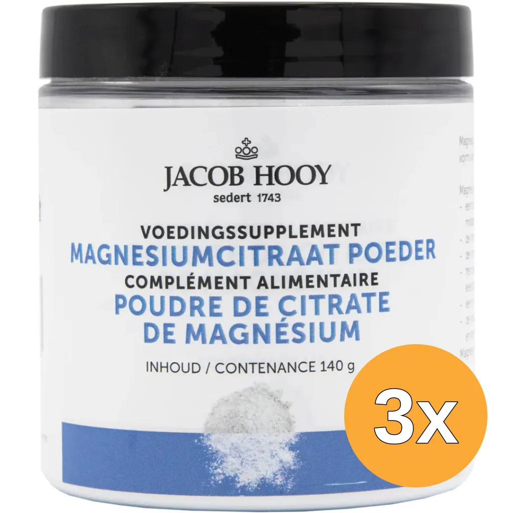 3x Jacob Hooy Magnesiumcitraat poeder (140 gr)