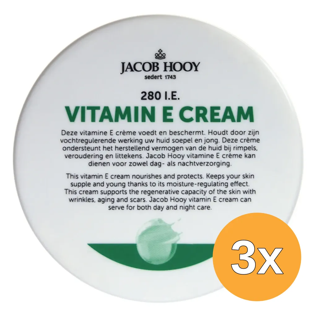 3x Jacob Hooy Vitamine E creme (140 ml)