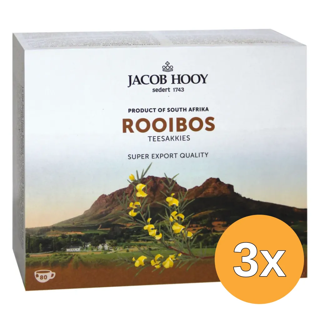 3x Jacob Hooy Rooibosthee Sakkies (80 stuks)
