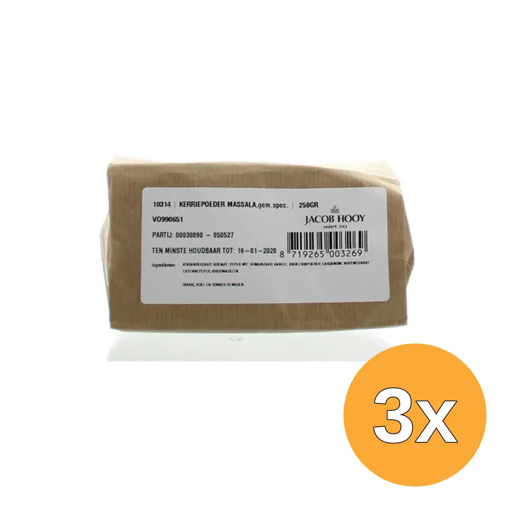 3x Jacob Hooy Kerriepoeder Massala (250 gr)